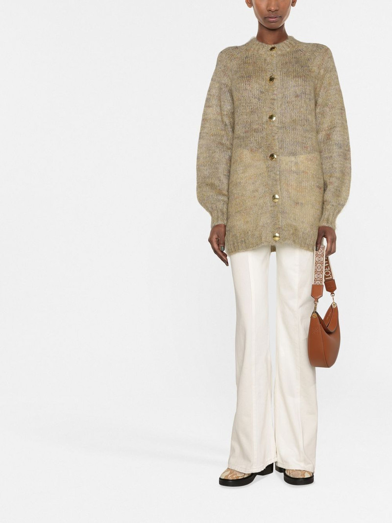 GANNI brushed-effect crew-neck cardigan outlook