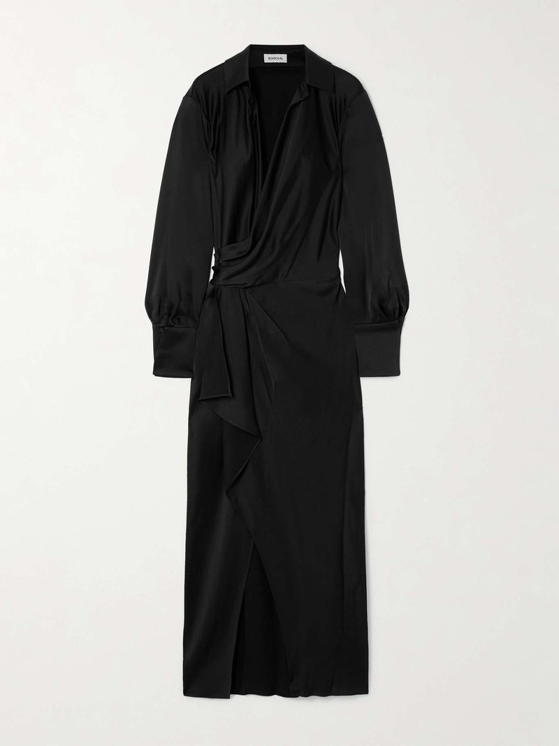 Talita draped wrap-effect satin midi dress - 1