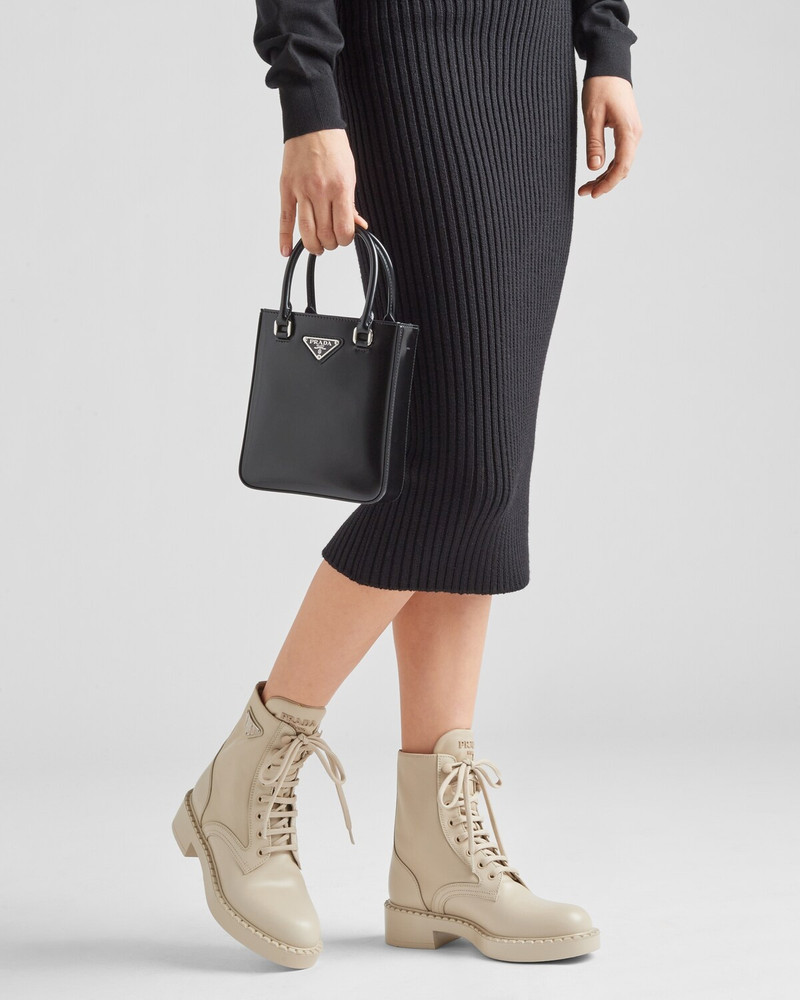 Prada Brushed-leather and Re-Nylon boots outlook