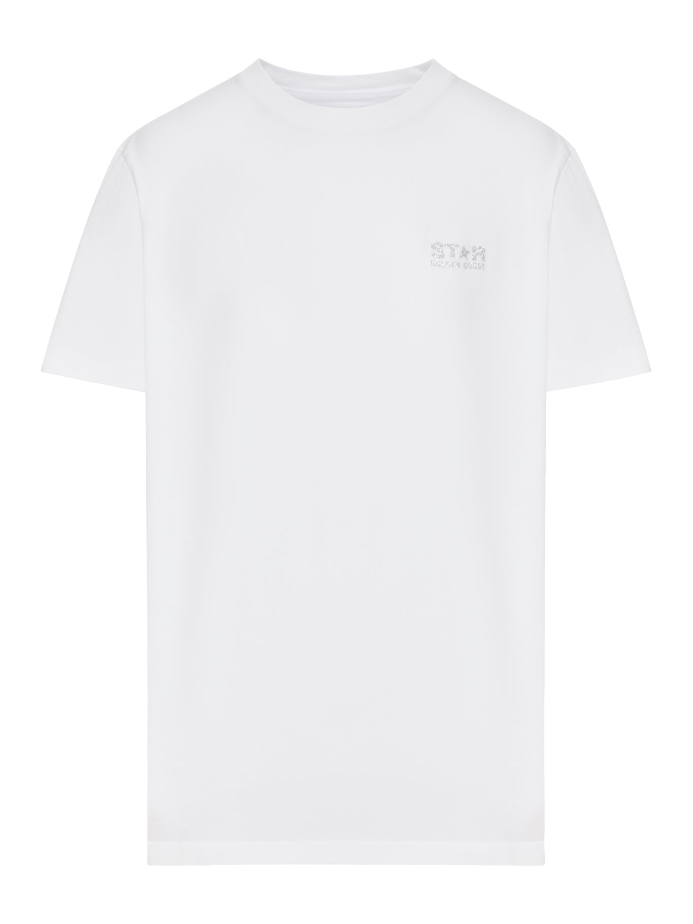 WHITE T-SHIRT WITH SILVER GLITTER LOGO AND STAR - 1