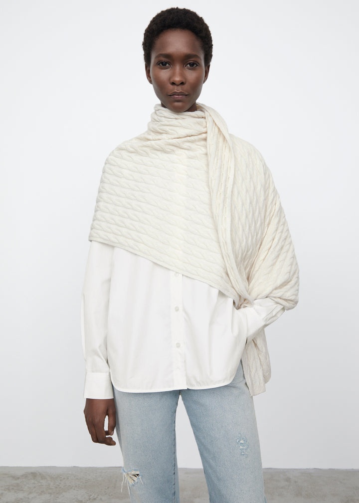 Cable knit cashmere scarf off-white - 3