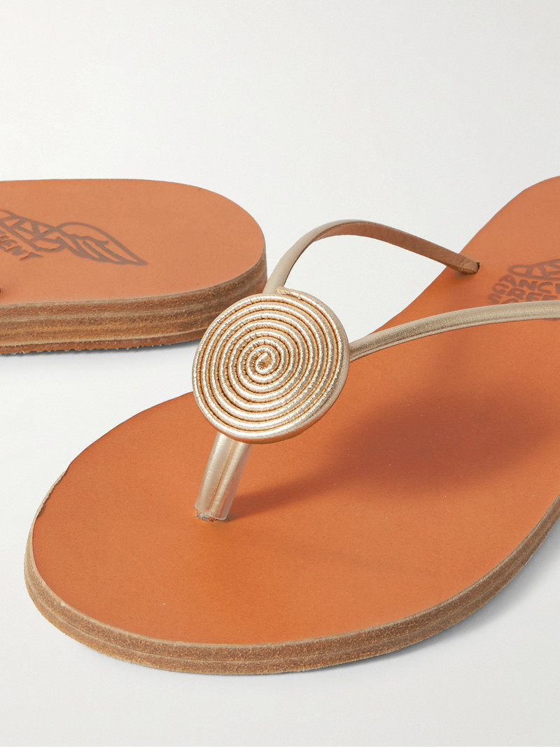 Strovilos Metallic Leather Flip Flops 4