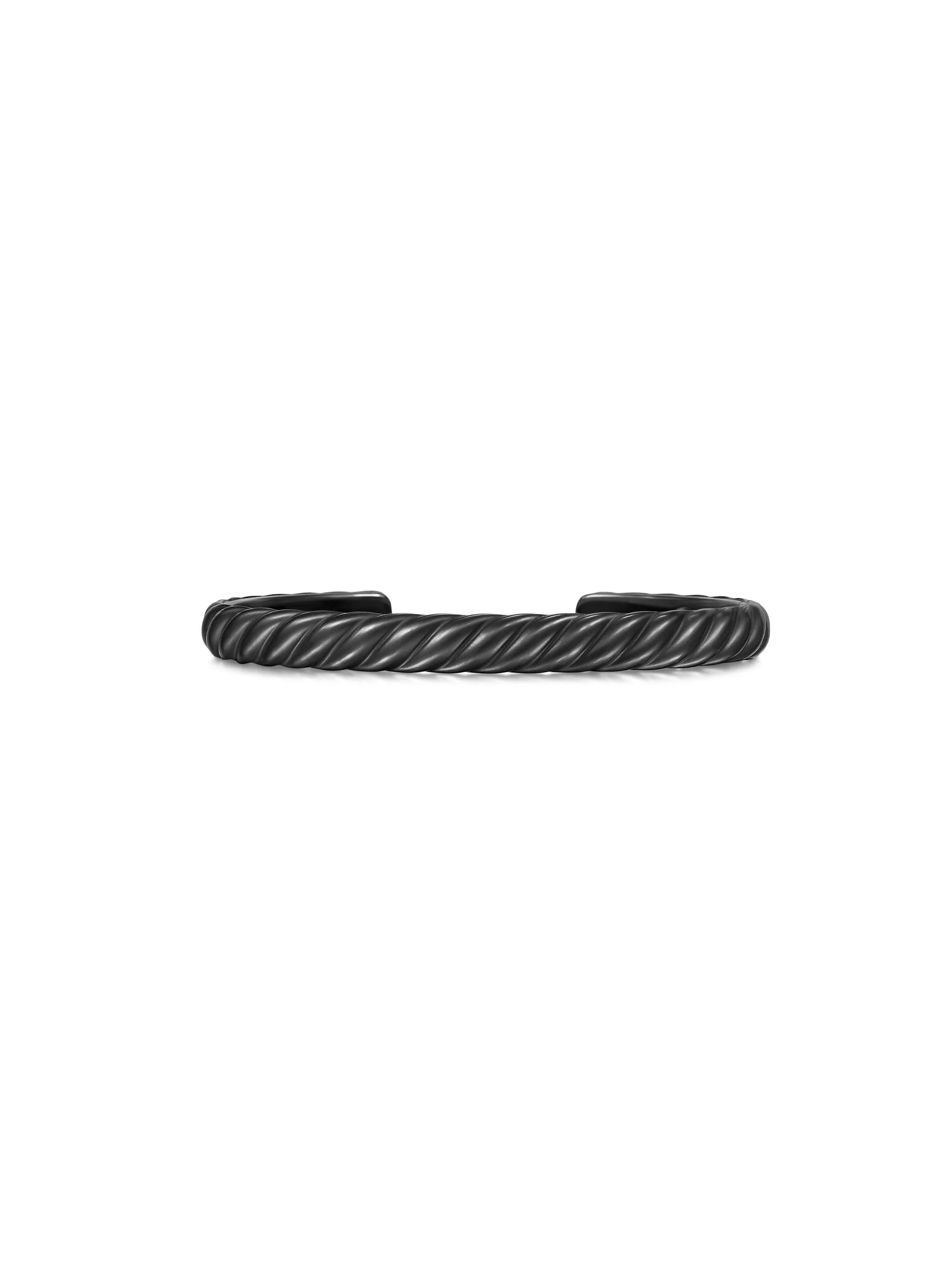Men's Sculpted Cable Cuff Bracelet in Black Titanium, 7MM - Black - 1