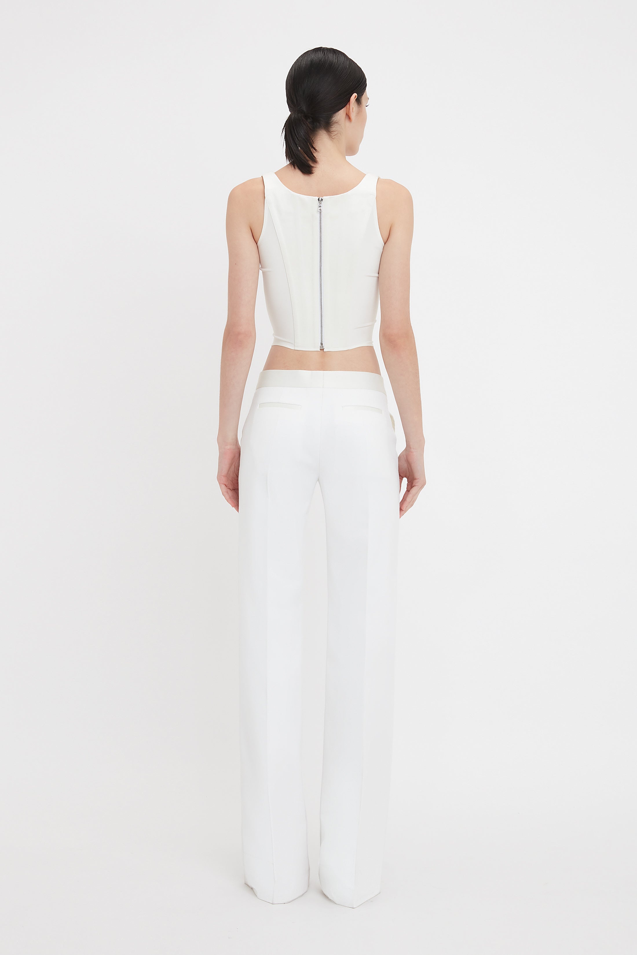 Satin Waistband Trouser In Ivory - 4