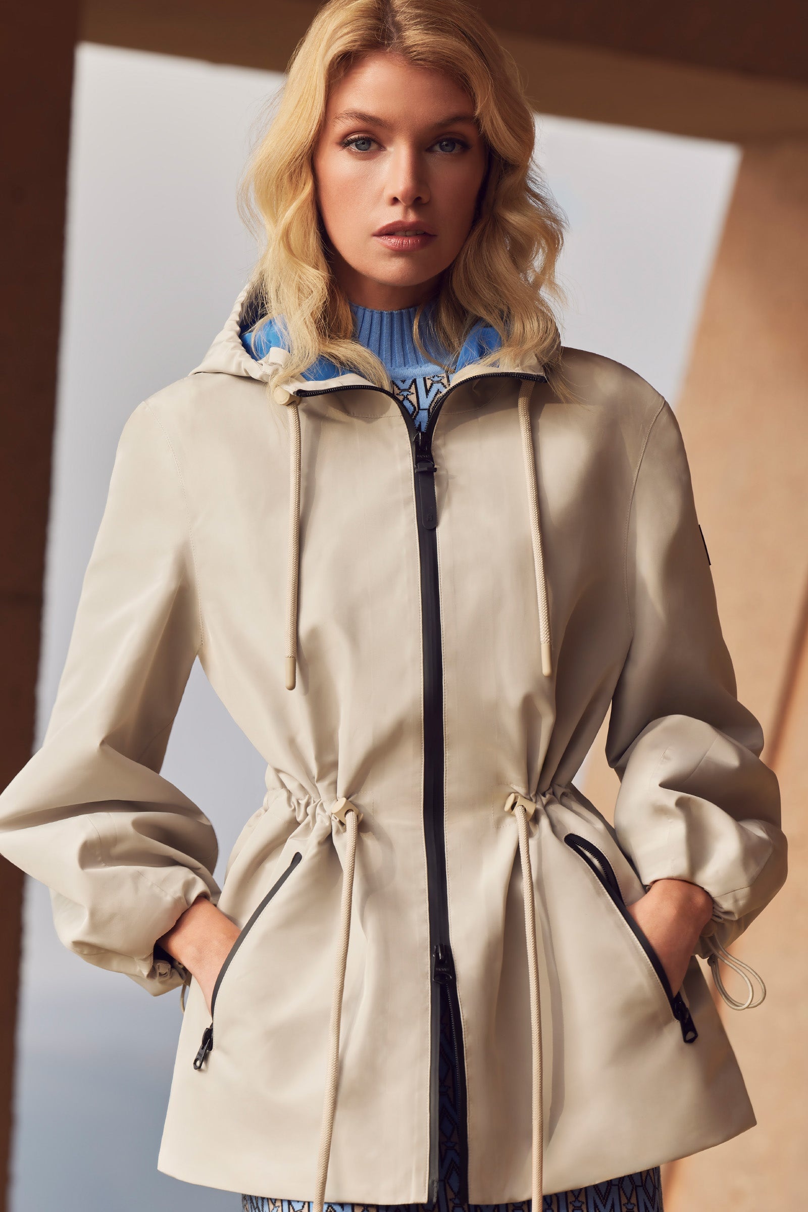 MACKAGE KALEA Technical Rain Jacket with Drawcord Waist REVERSIBLE