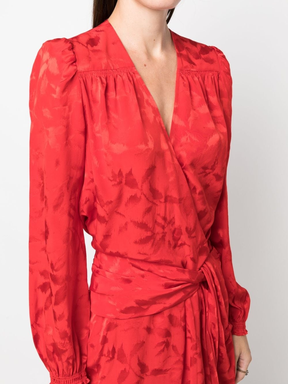 floral-jacquard wrap minidress - 9