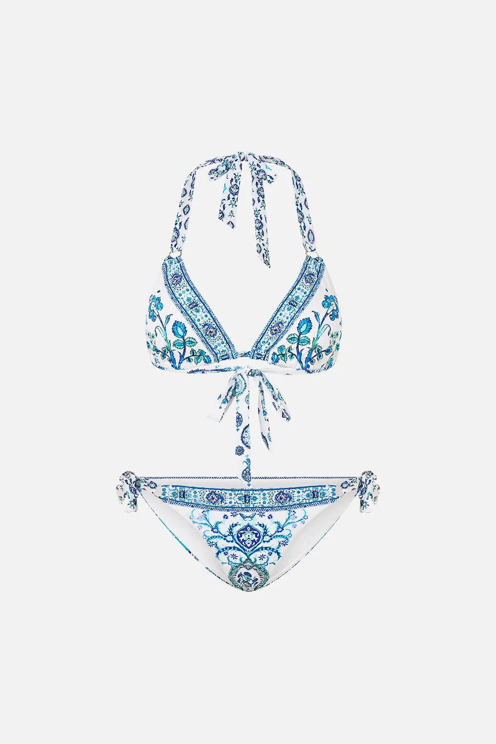 TRIANGLE BIKINI SET WITH TIE SIDES AND RING TRIMS - 1