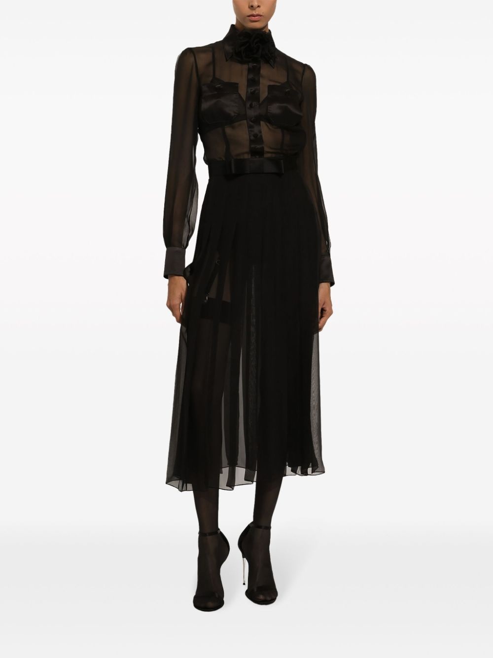 floral-appliquÃ© silk-blend dress - 3