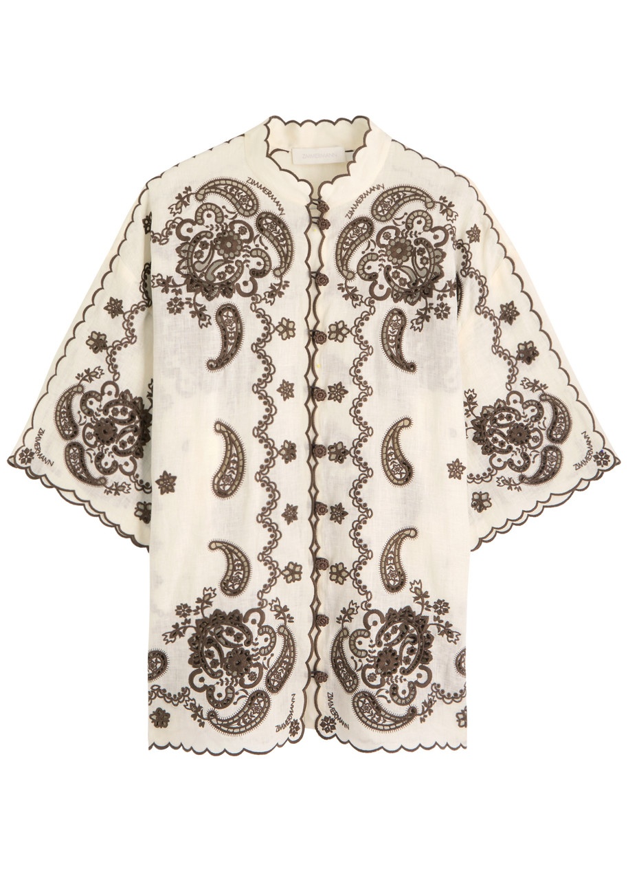 Zimmermann Ascension Embroidered Linen Shirt - 1