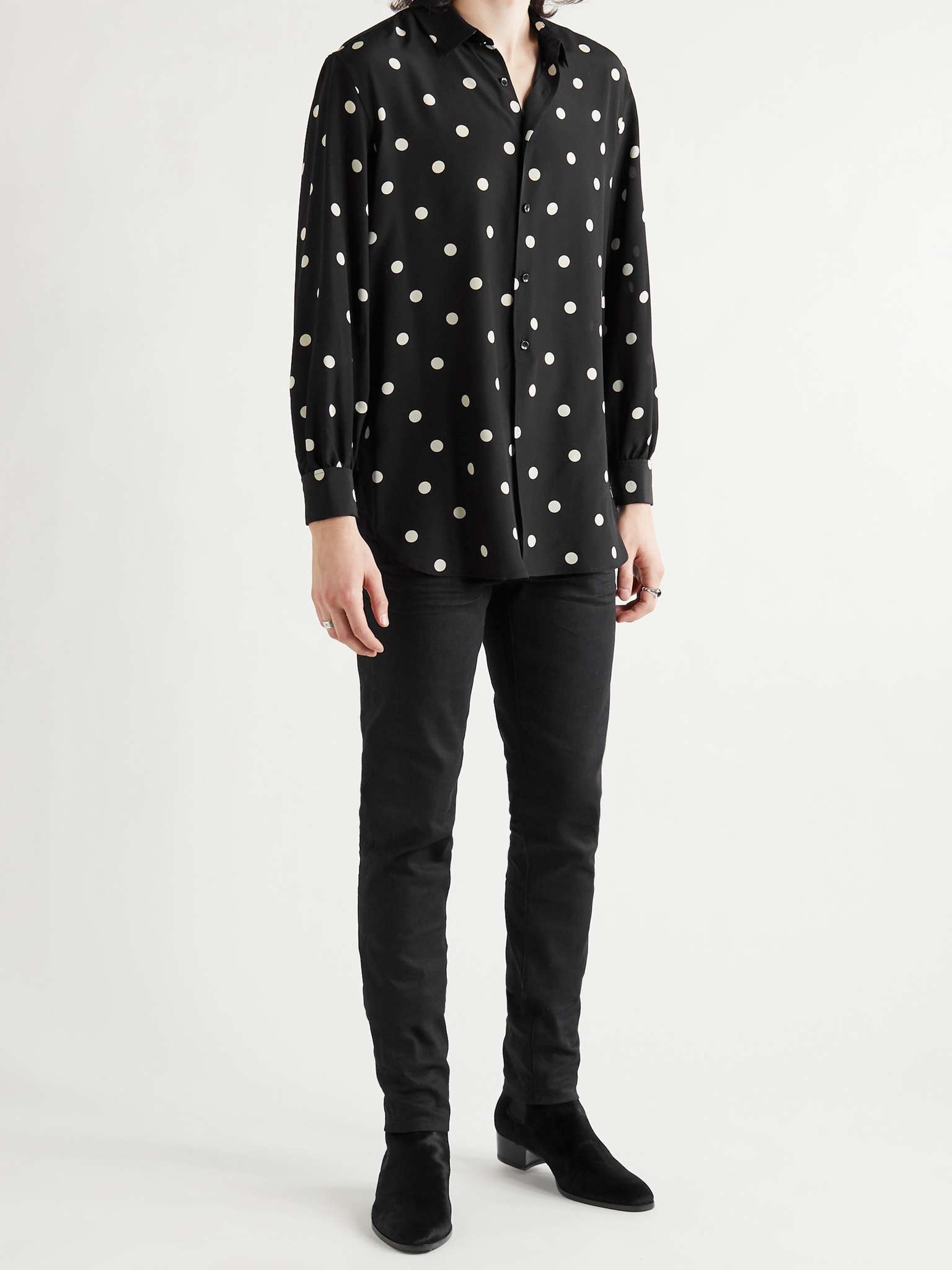 Polka-Dot Silk-Satin Shirt - 2