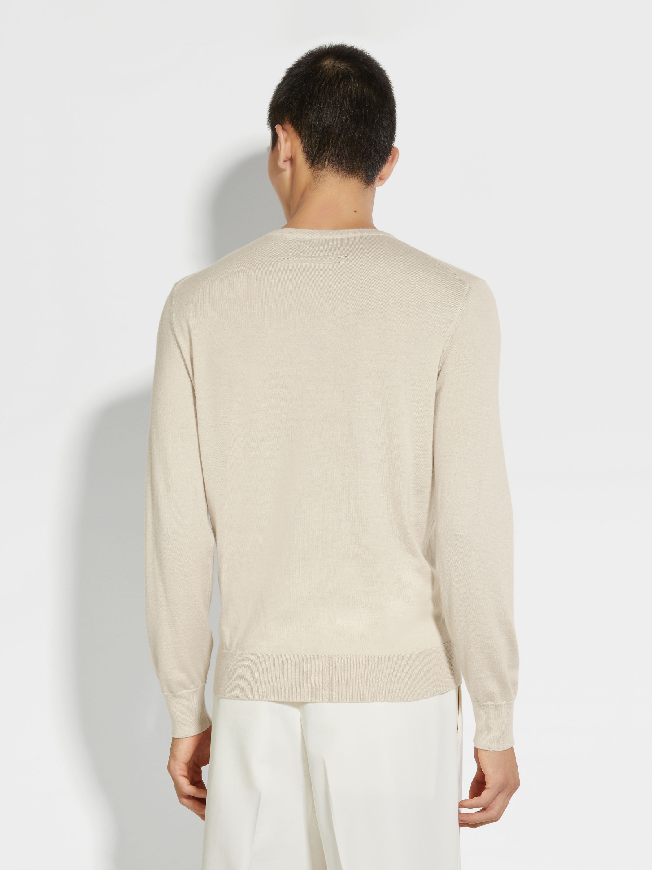 LIGHT BEIGE MÉLANGE CASHSETA CREWNECK - 5