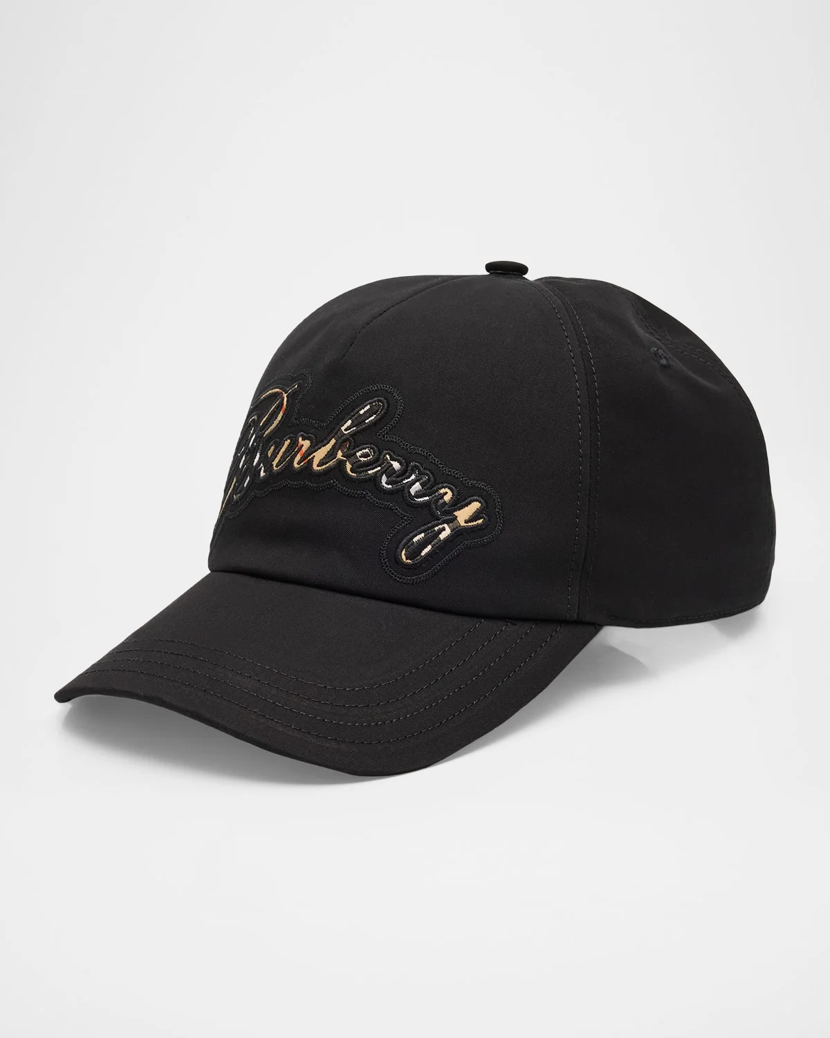 Men's Check Cursive Logo Gabardine Baseball Cap - 1