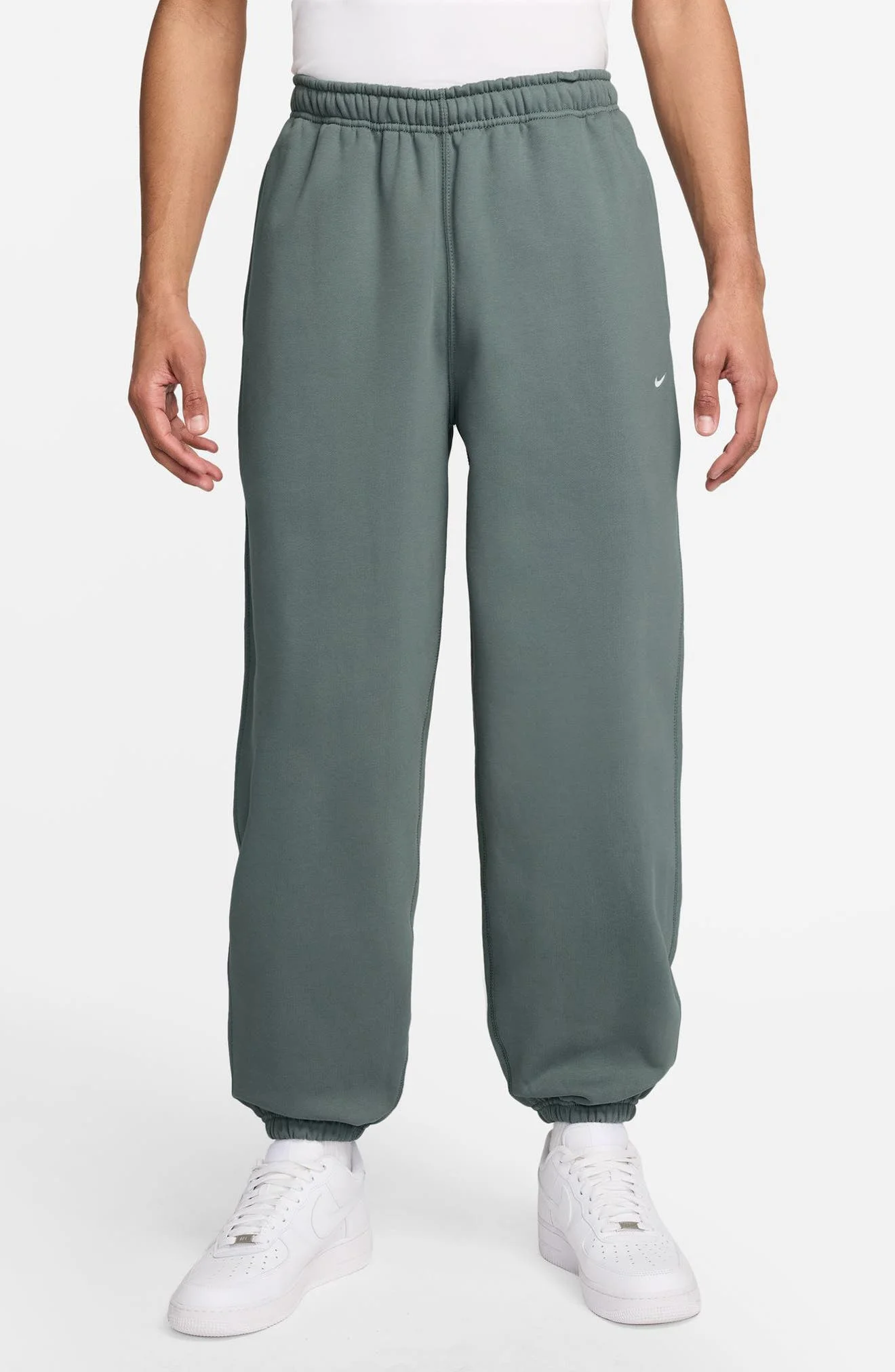 Nike Solo Swoosh Fleece Sweatpants in Clay Green/White at Nordstrom - 1