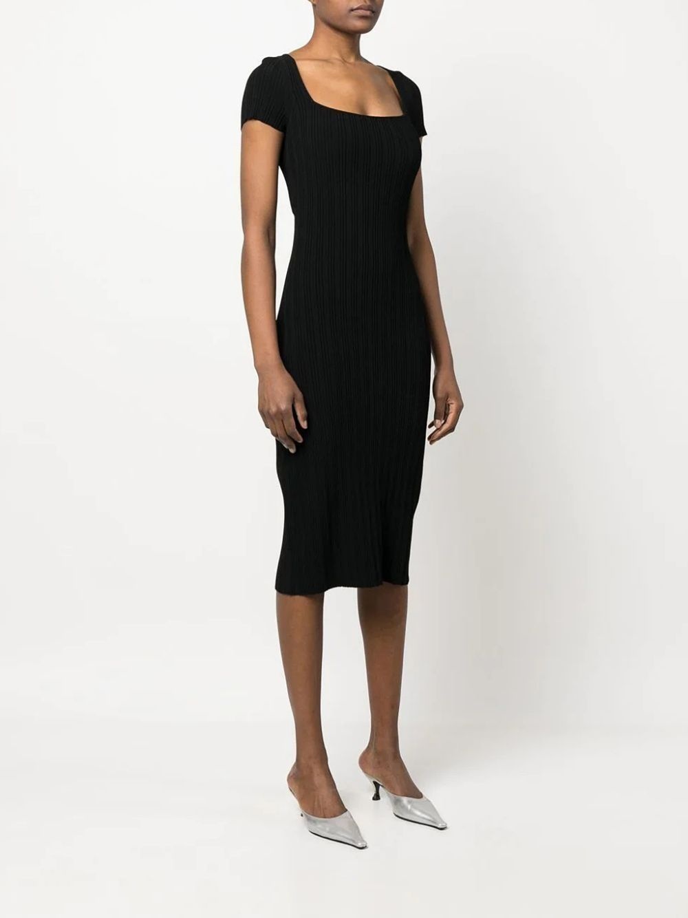 ribbed-knit short-sleeve dress - 4