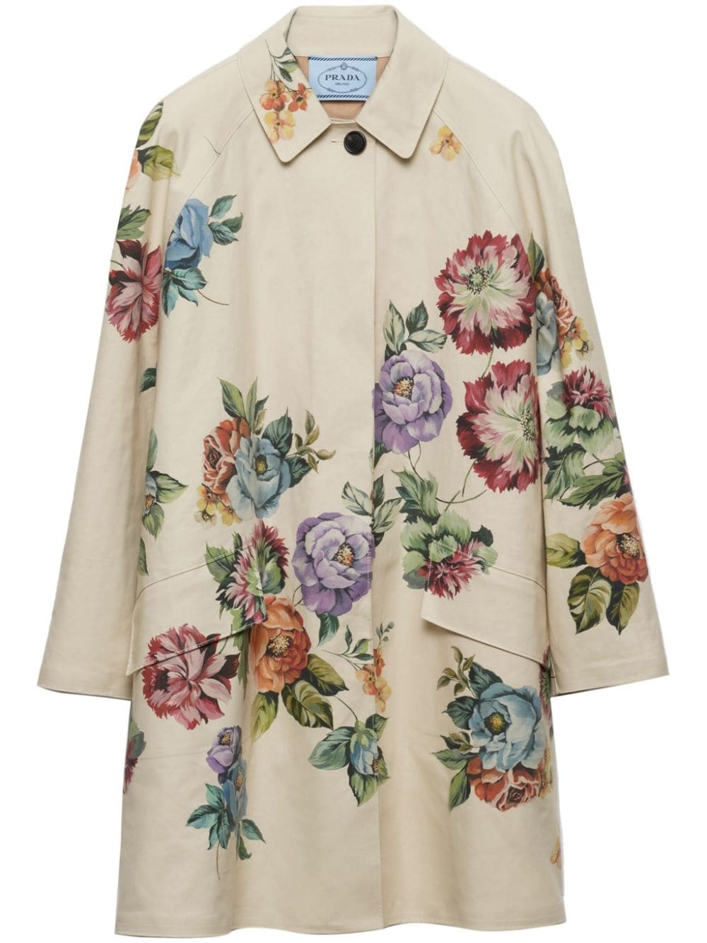 floral-print single-breasted coat - 1