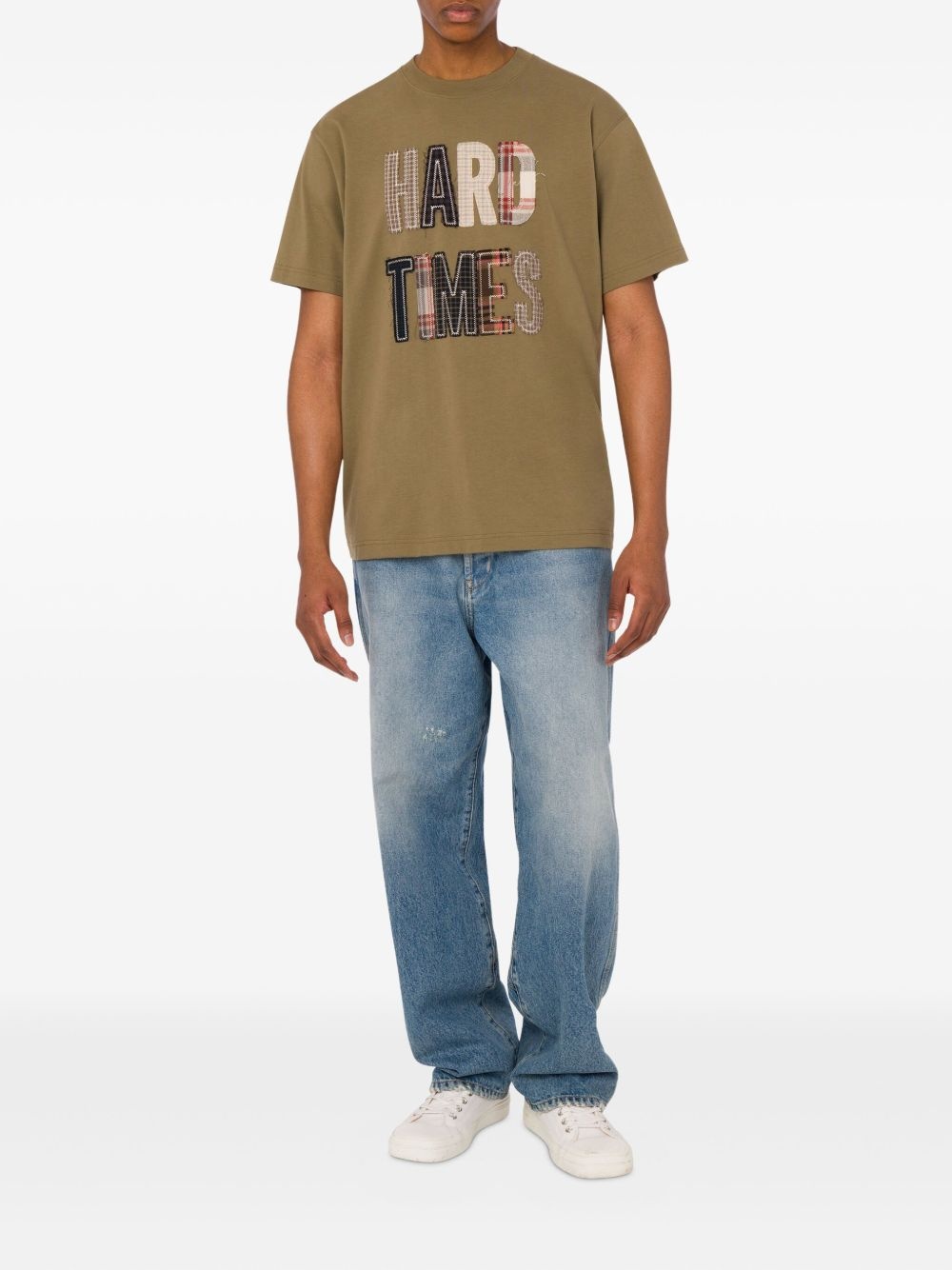 slogan print-print cotton T-shirt - 2