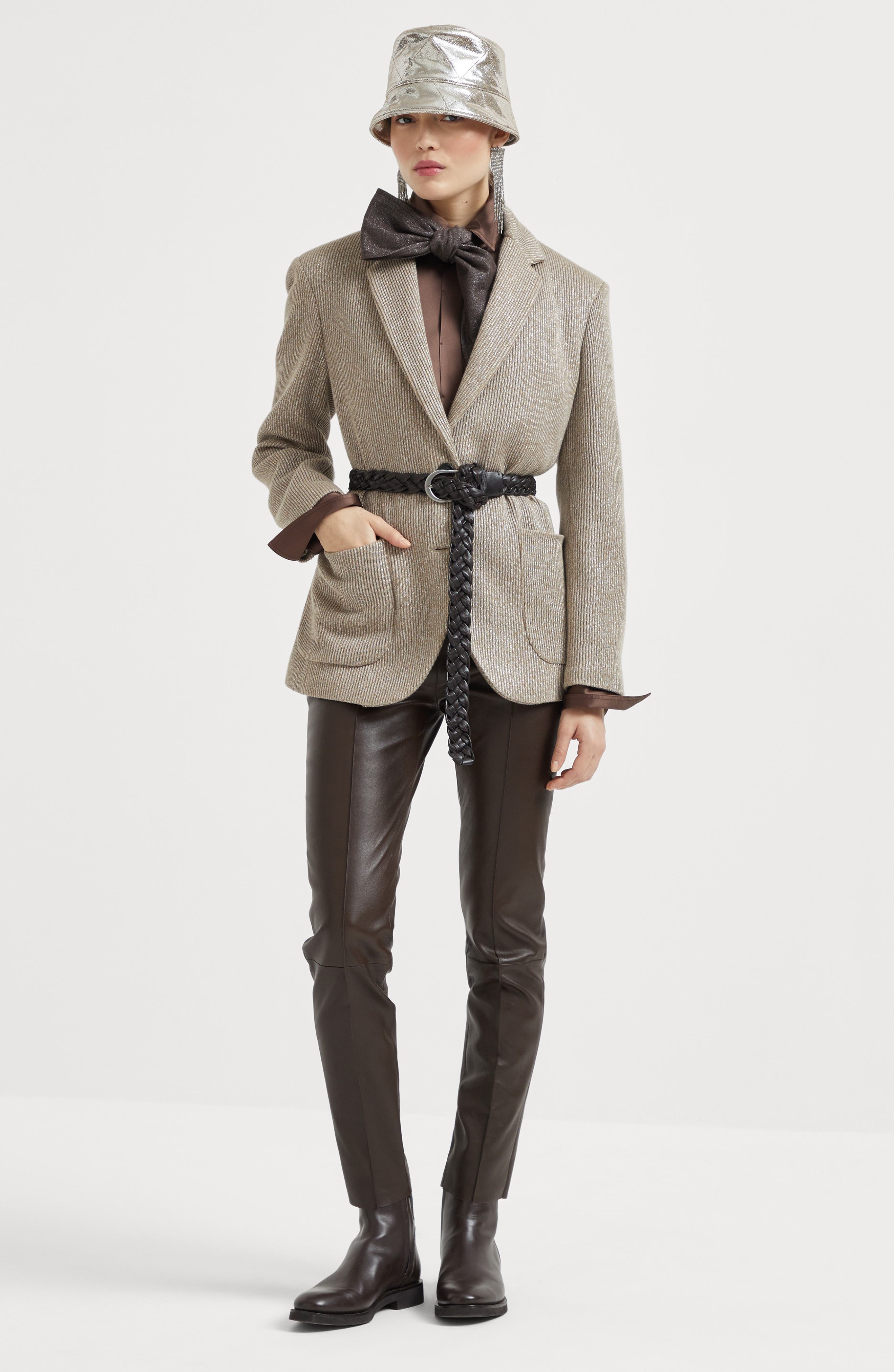Brunello Cucinelli Stretch nappa leggings in Rust Brown at Nordstrom - 5