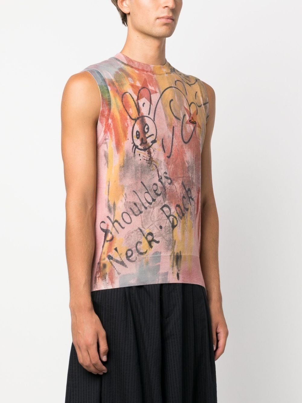 graphic-print cotton tank top - 3