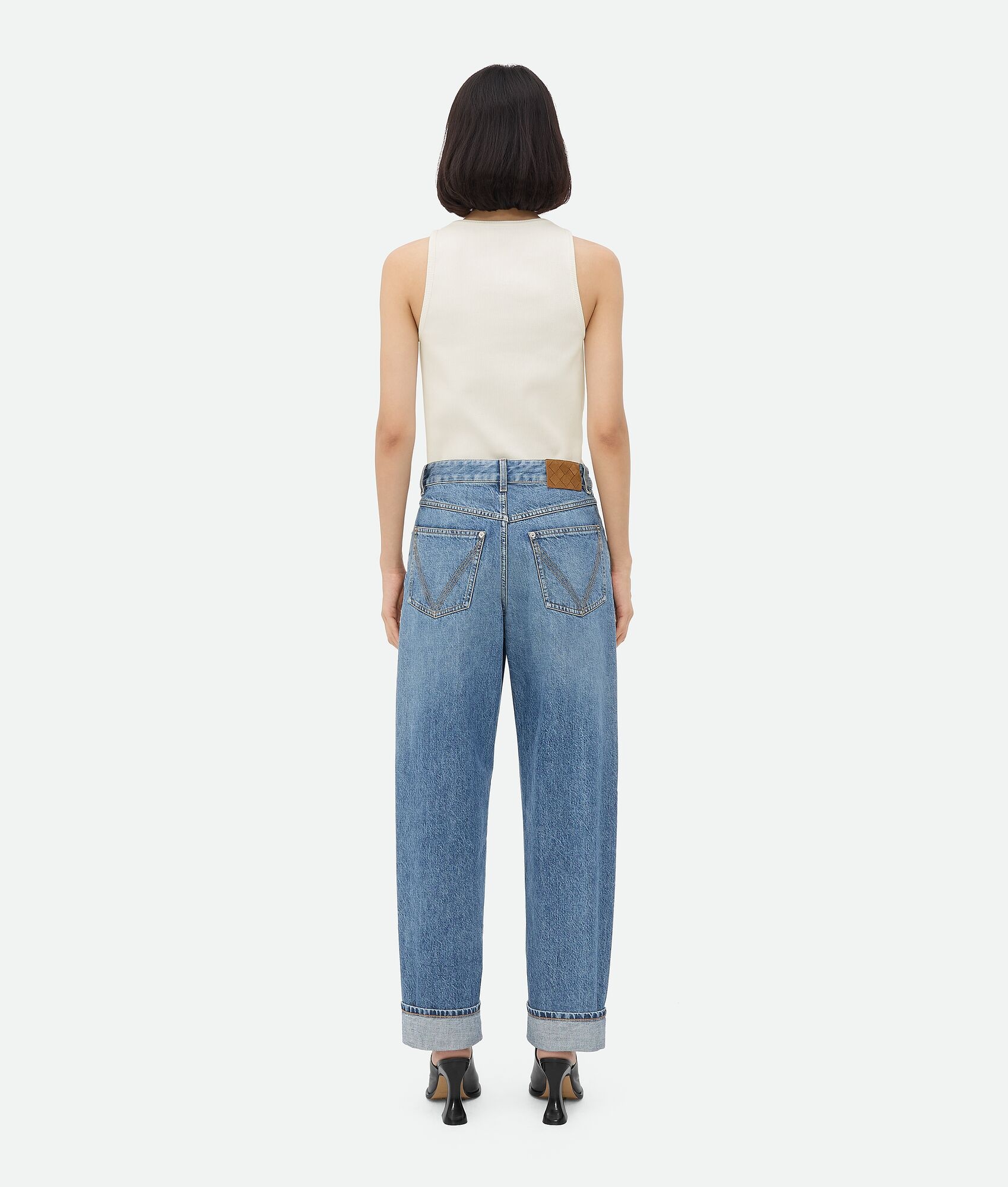 Vintage Indigo Turned Up Jeans - 3