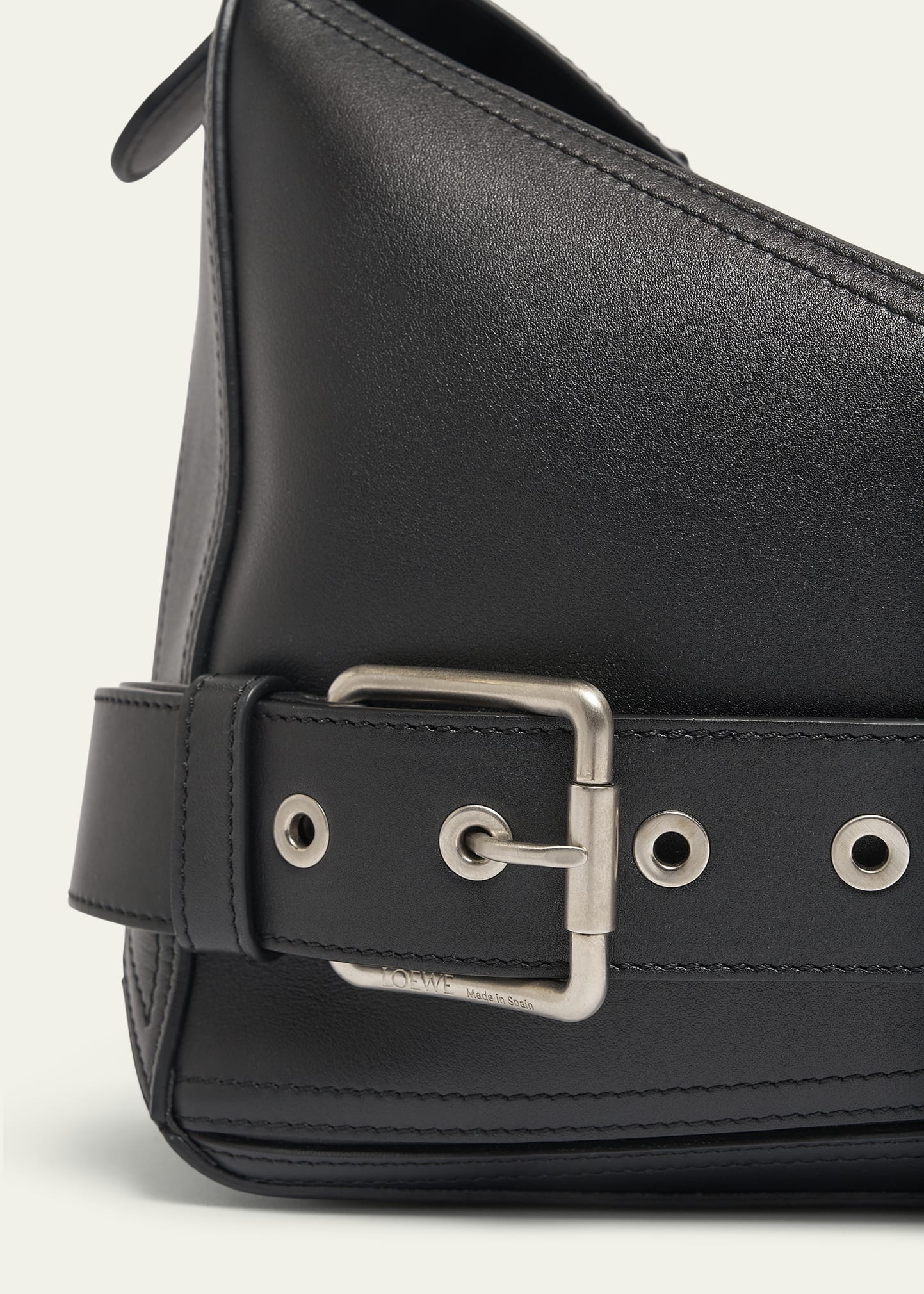 Men's Large Leather Biker Puzzle Shoulder Bag - 5
