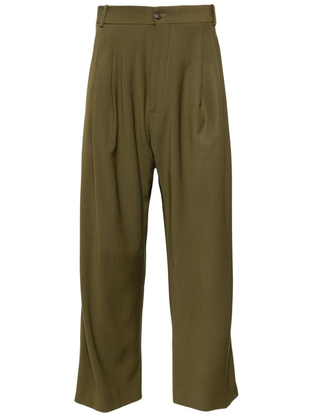 pleated cropped trousers - 1