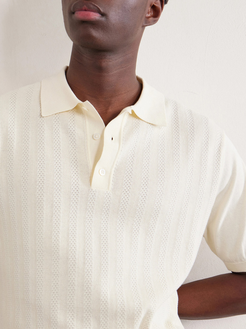 Pointelle-Knit Cotton Polo Shirt 5