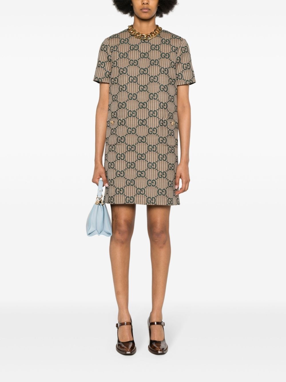 GG-jacquard wool dress - 2