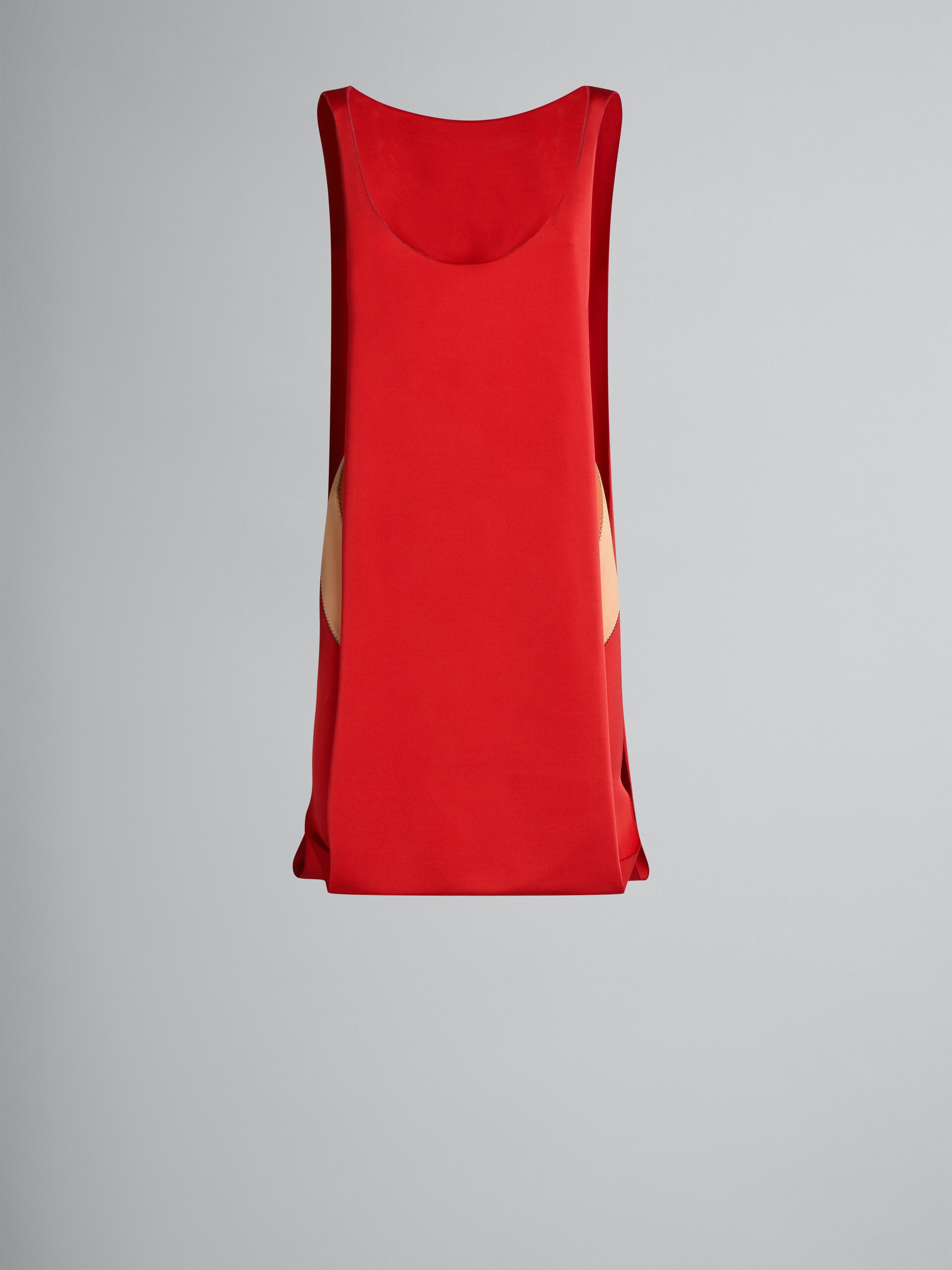 RED JERSEY DRAPED MINI DRESS - 1