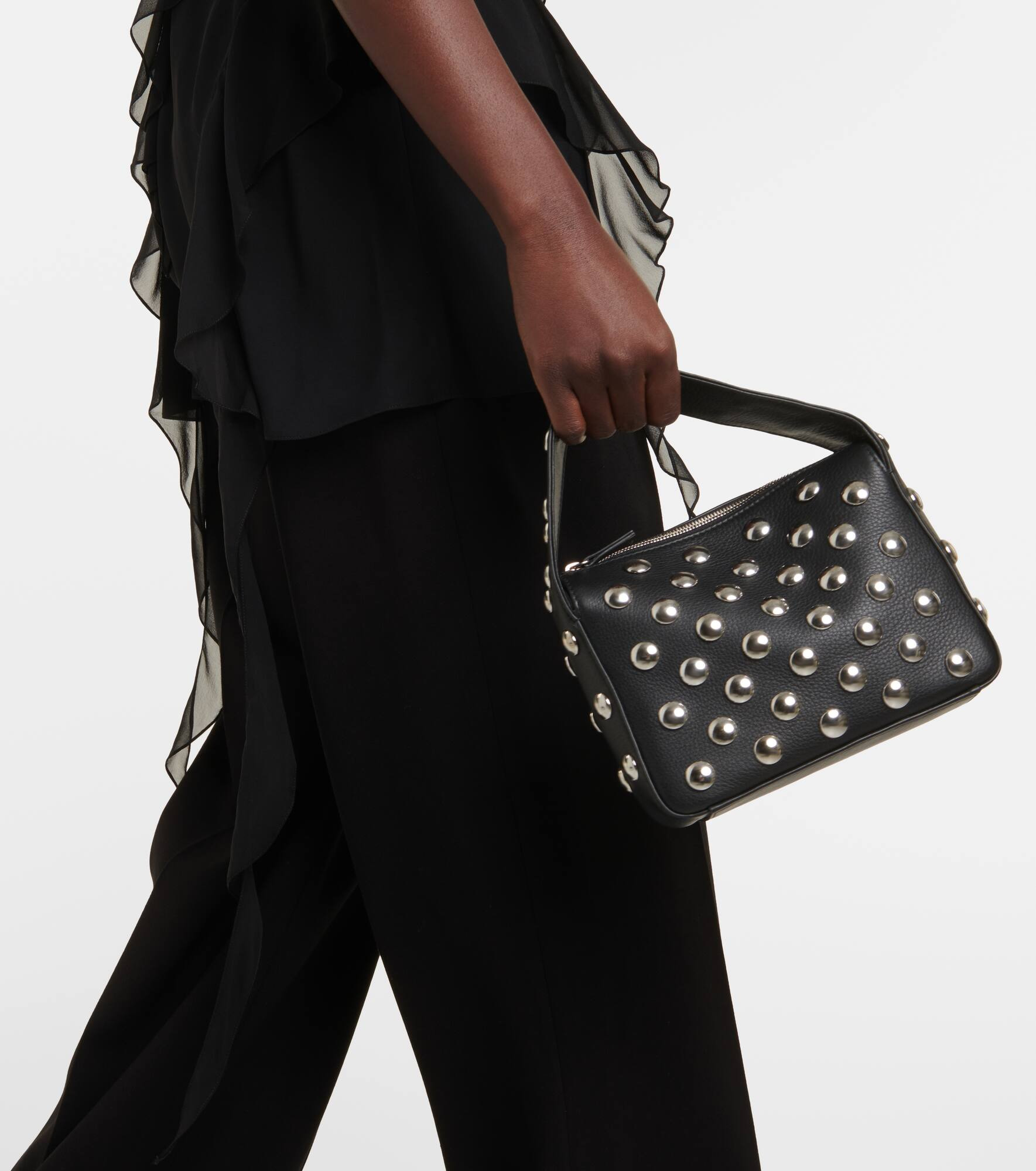 Elena studded leather shoulder bag - 6