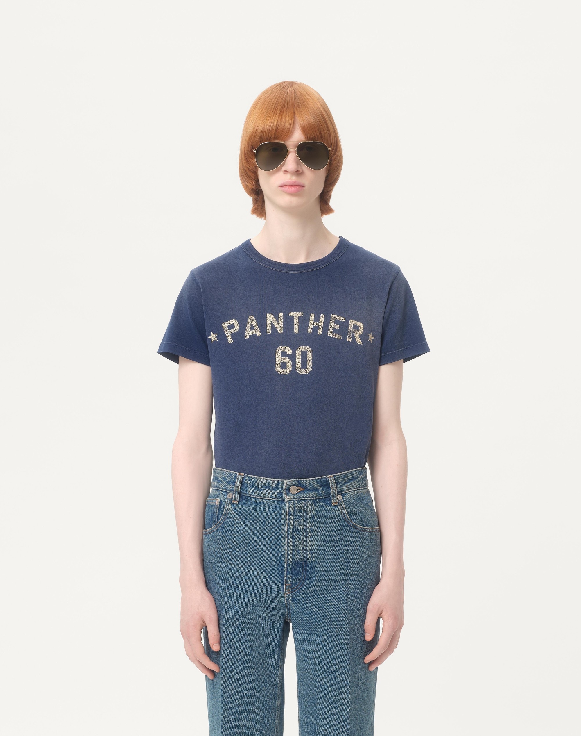 COTTON T-SHIRT WITH CHEZ VALENTINO PRINT AND PATCH - 4