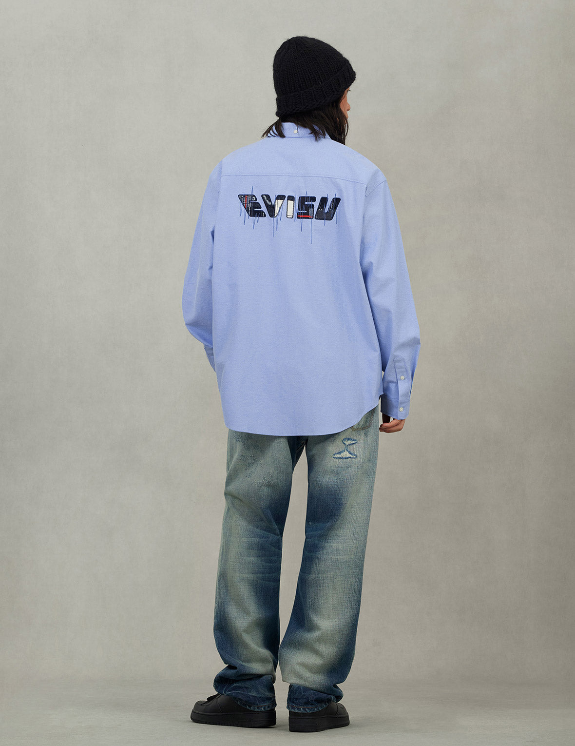 Logo Sashiko and Seagull Print Relax Fit Long-sleeve Shirt - 8