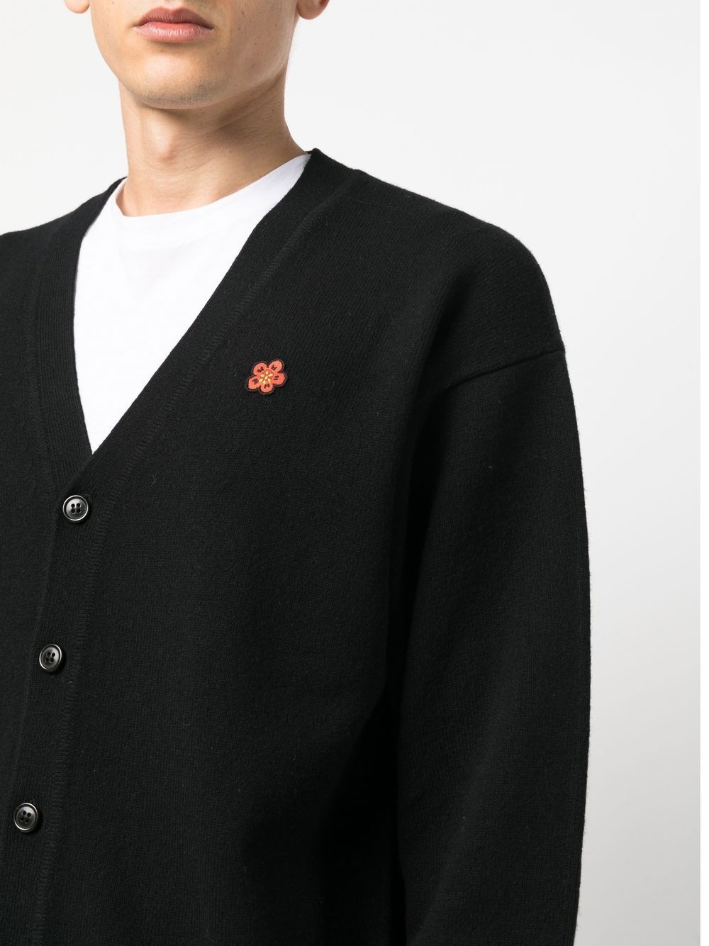 patch-detail wool cardigan - 5