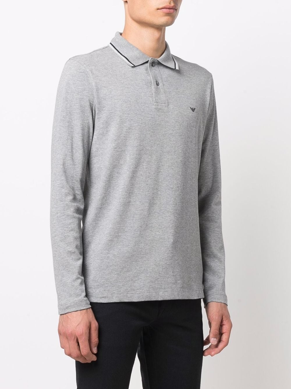 longsleeved logo-print polo shirt - 3