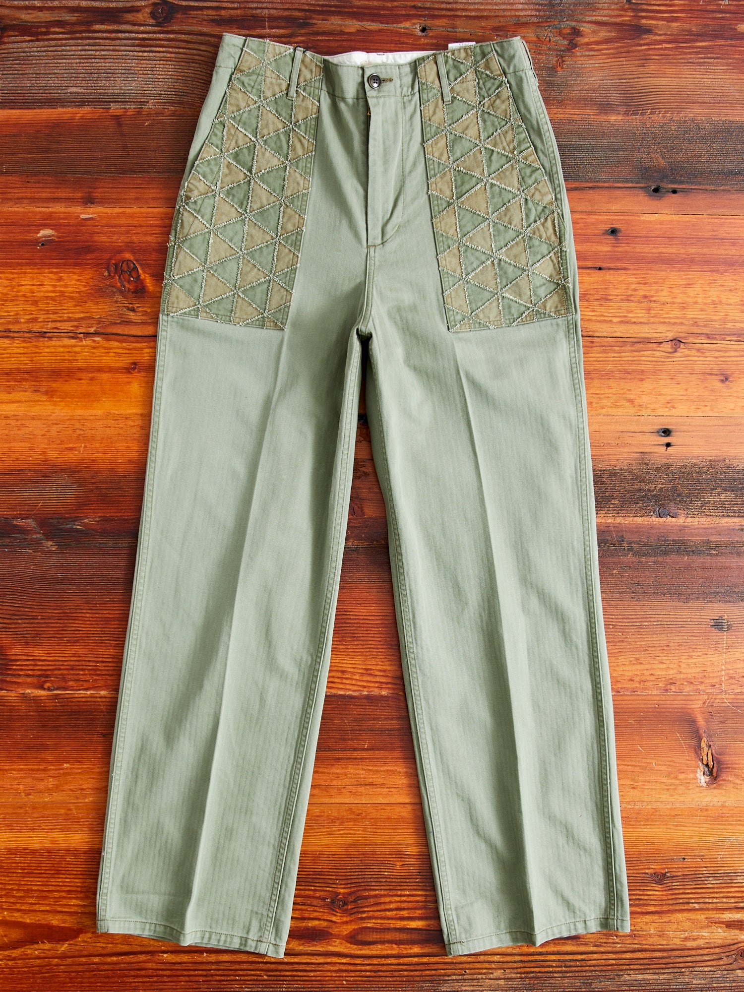 MSP-1014 Tsugihagi Baker Pants in Army Green - 1