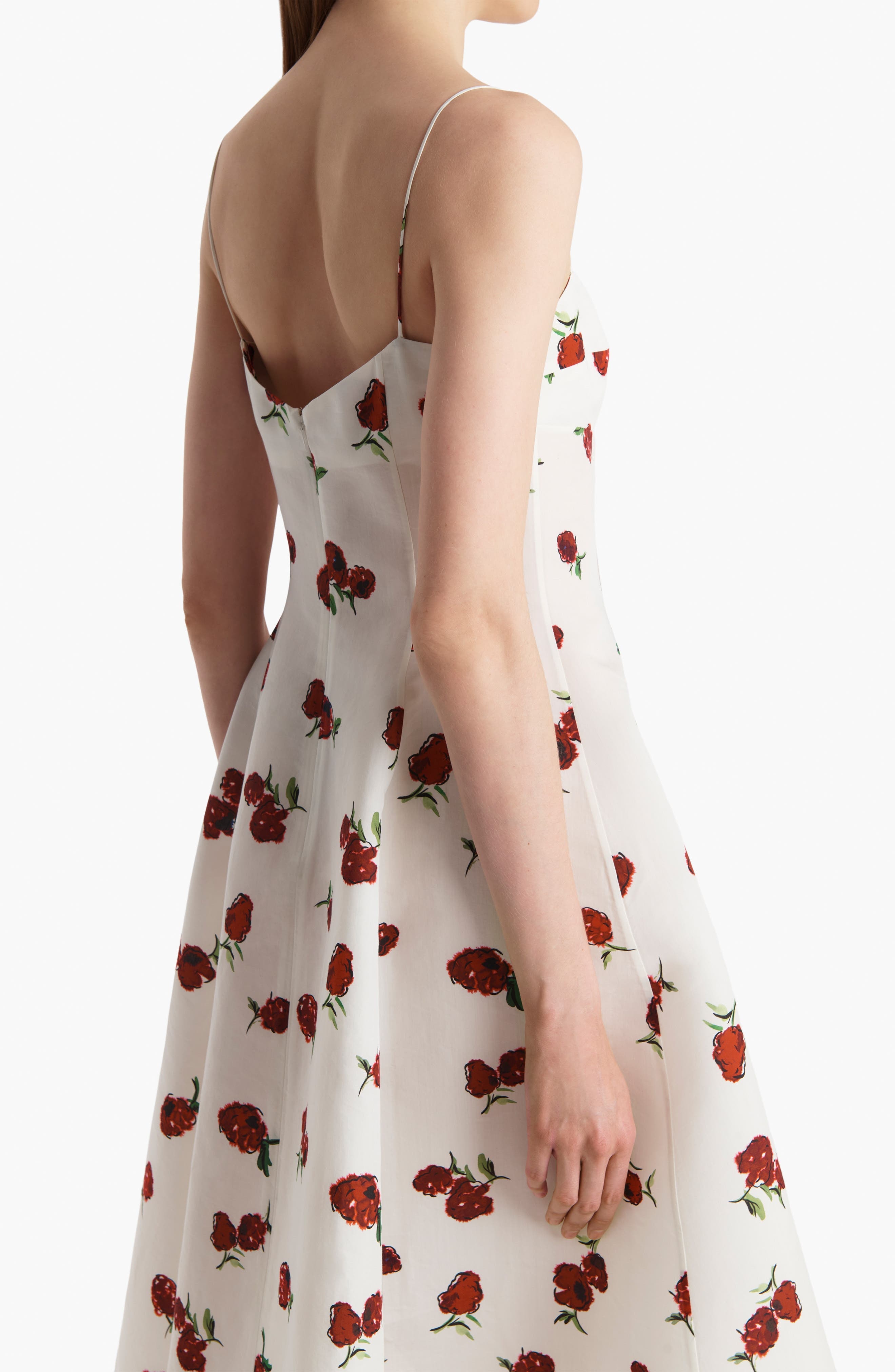 Khaite Isabella Raspberry Print Silk & Cotton Organza Dress in Raspberry/Cream at Nordstrom - 4
