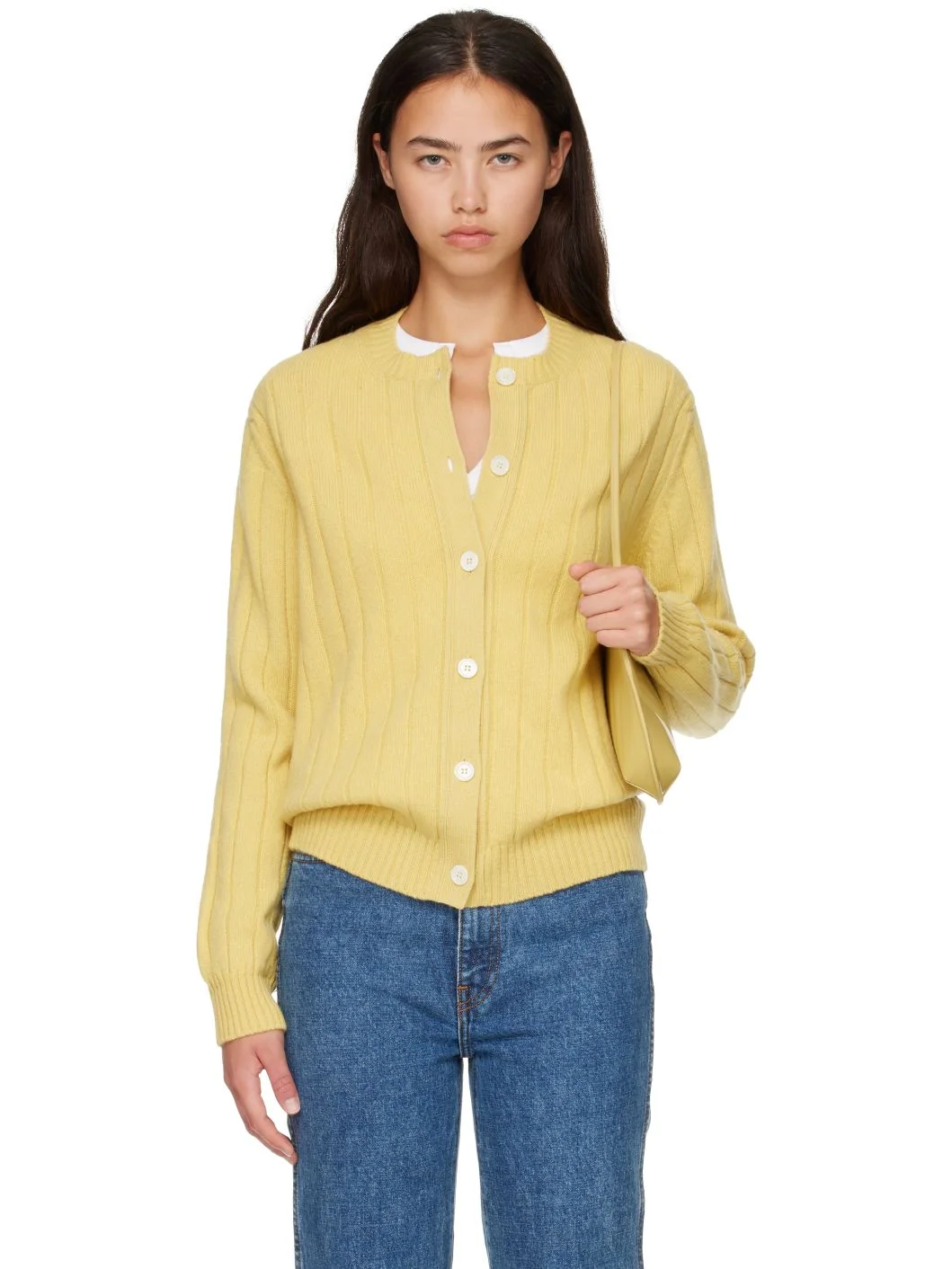 Yellow Rooney Rib Cardigan - 1