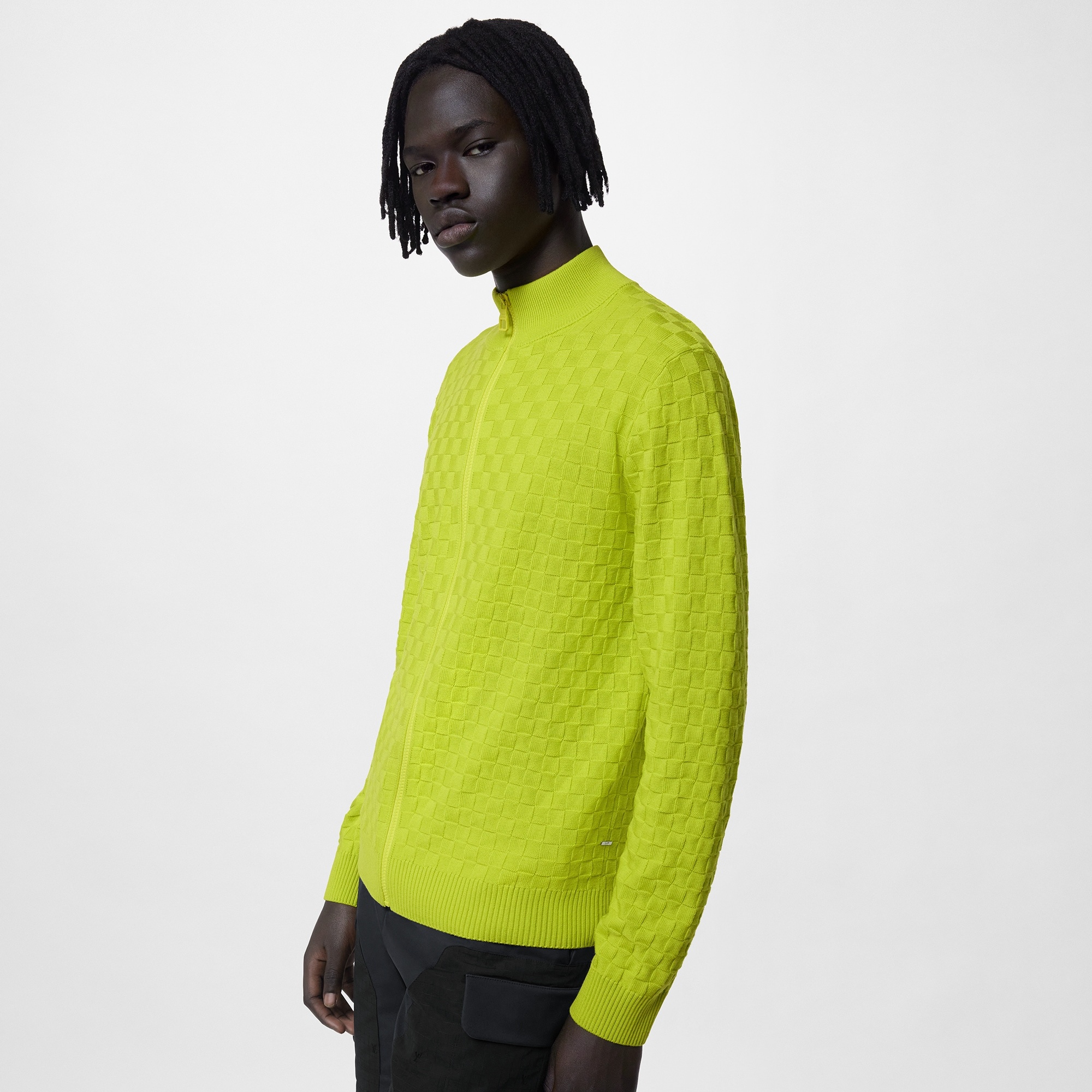 Damier Wool Zip-Through Cardigan - 5