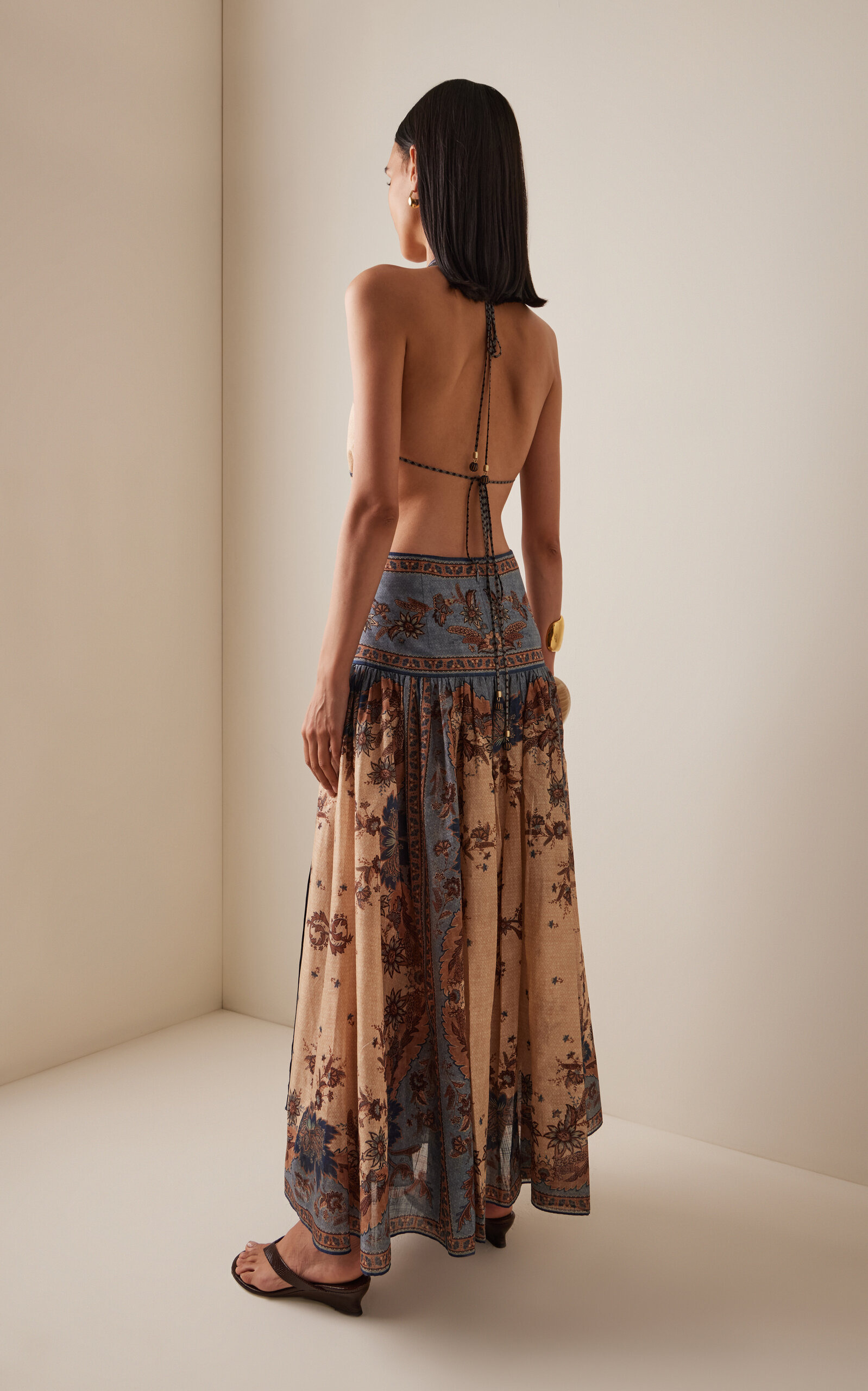 Ascension Printed Cotton Maxi Halter Dress blue - 4