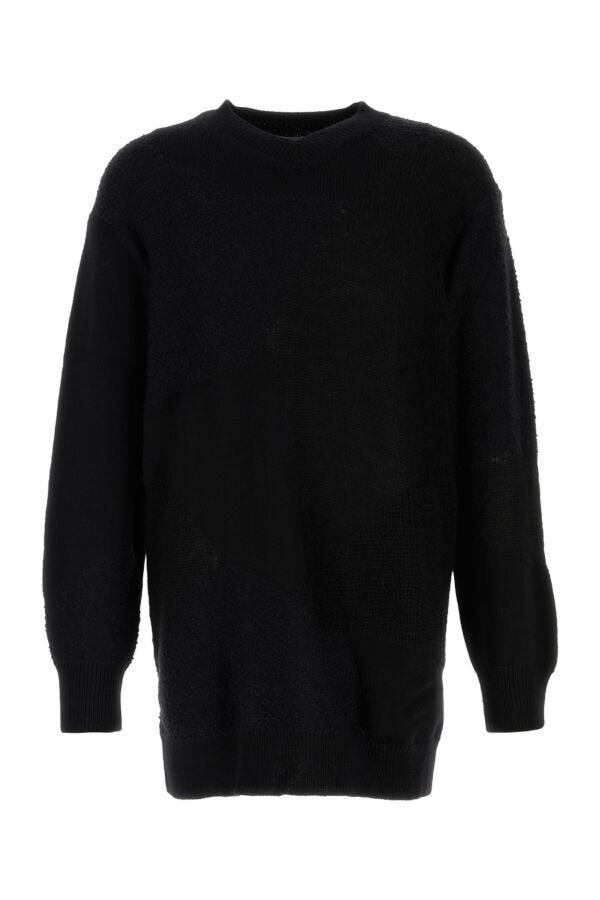 Black wool blend oversize sweater - 1