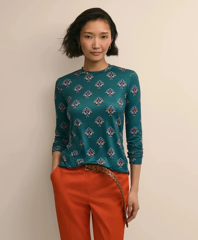 Drapey Printed Long-Sleeve T-Shirt - 1