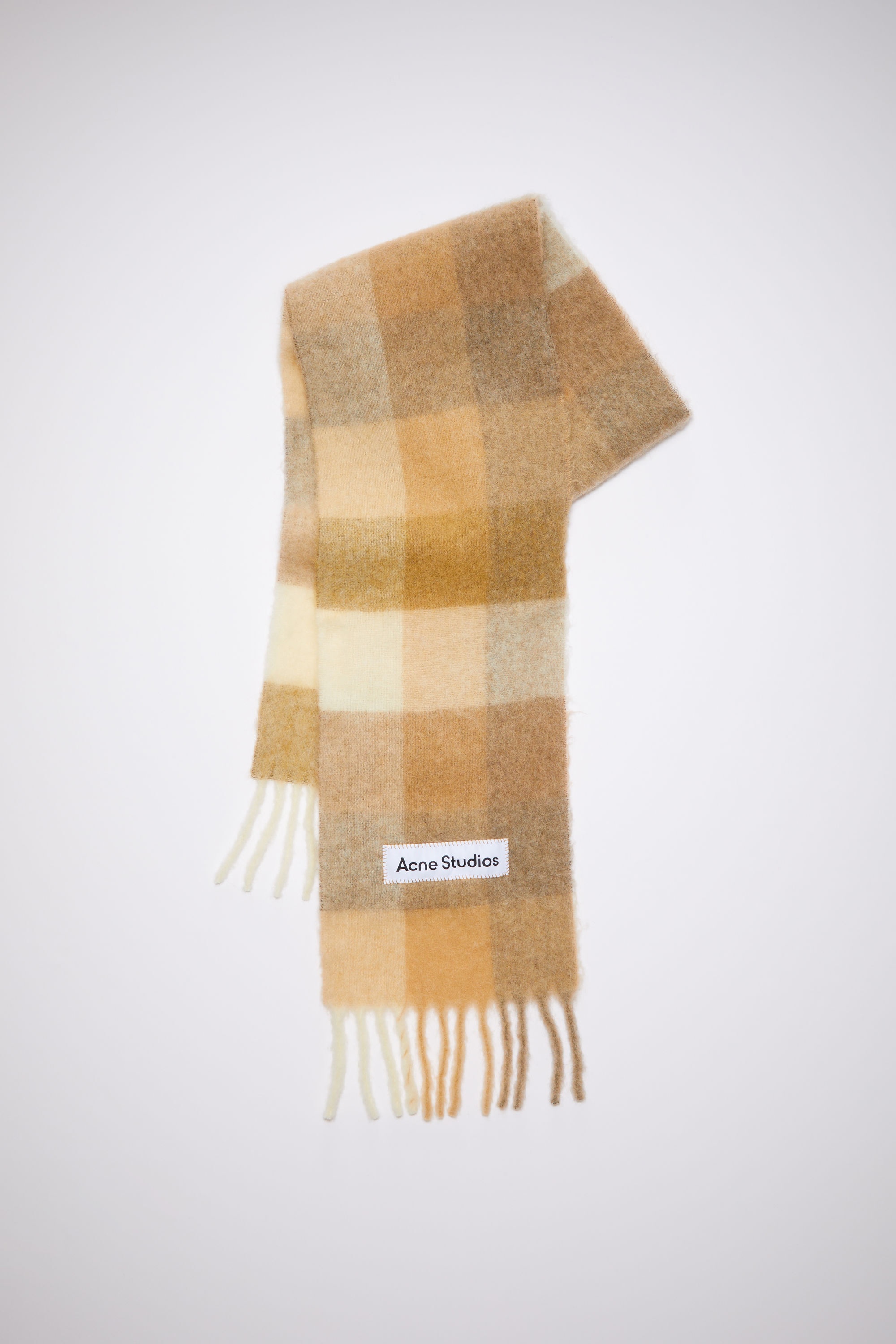 Mohair checked scarf - White/beige - 1