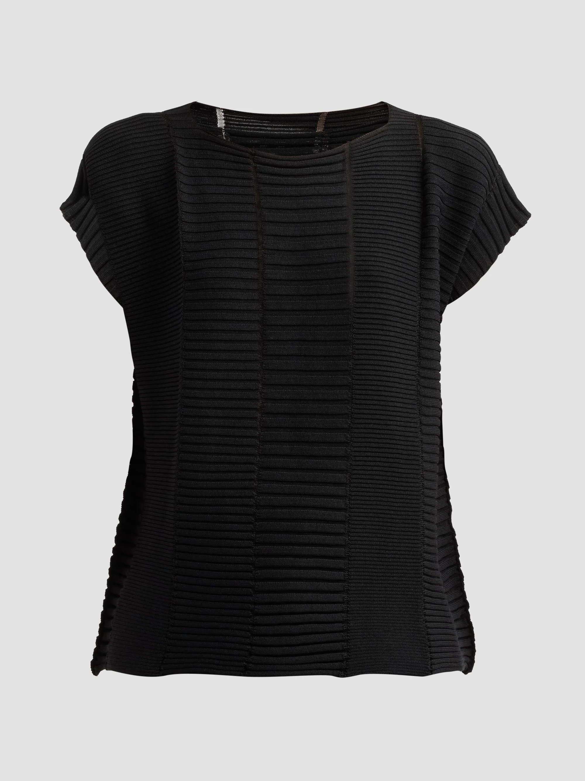 Women's Column Knit Short-Sleeve Top - Black - 1
