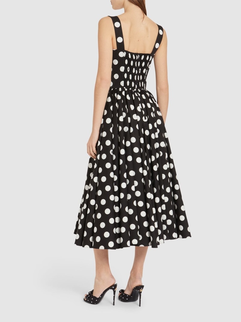 Polka dots logo cotton poplin midi dress - 3