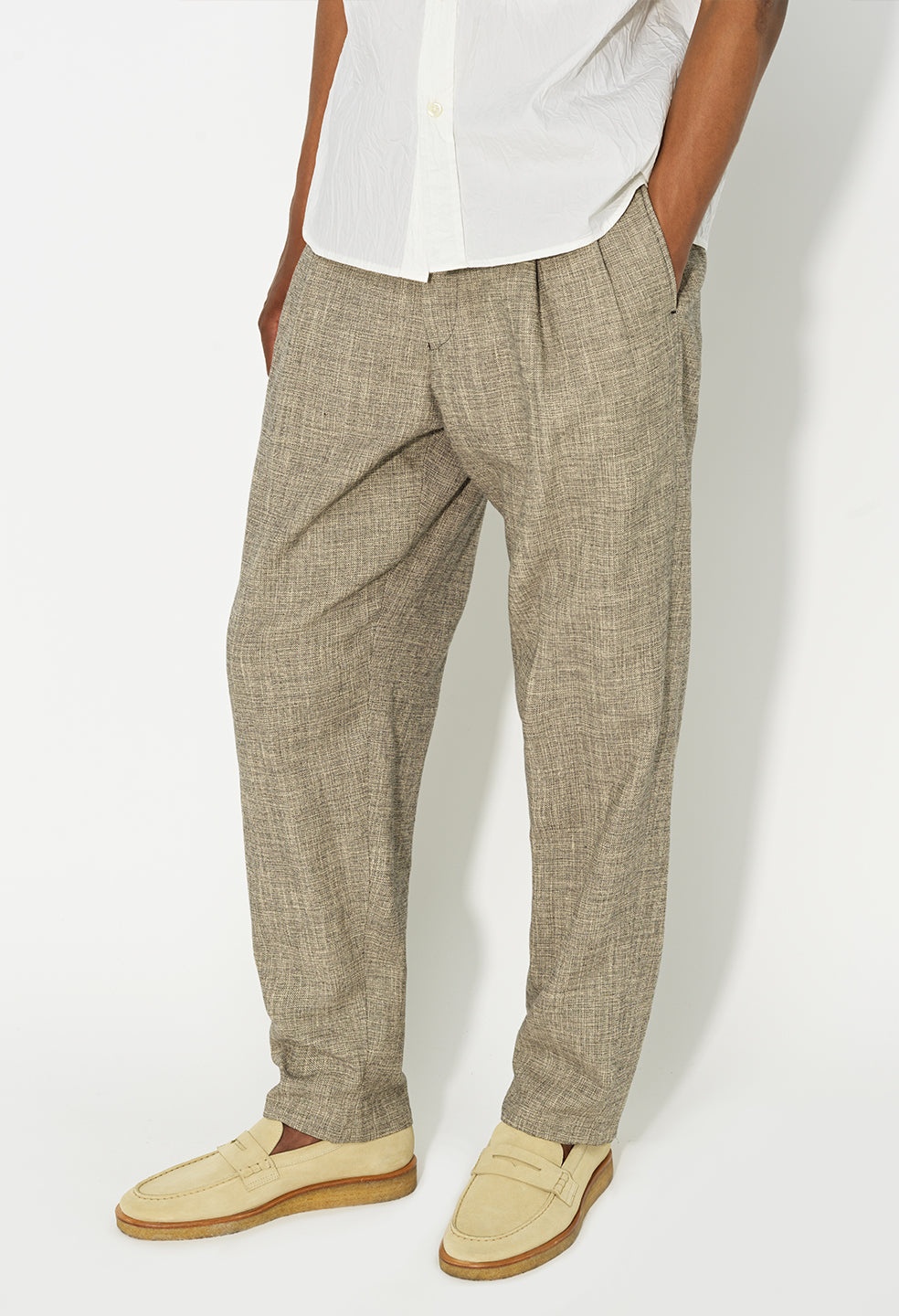 LINEN DOUBLE PLEATED TROUSER - 2