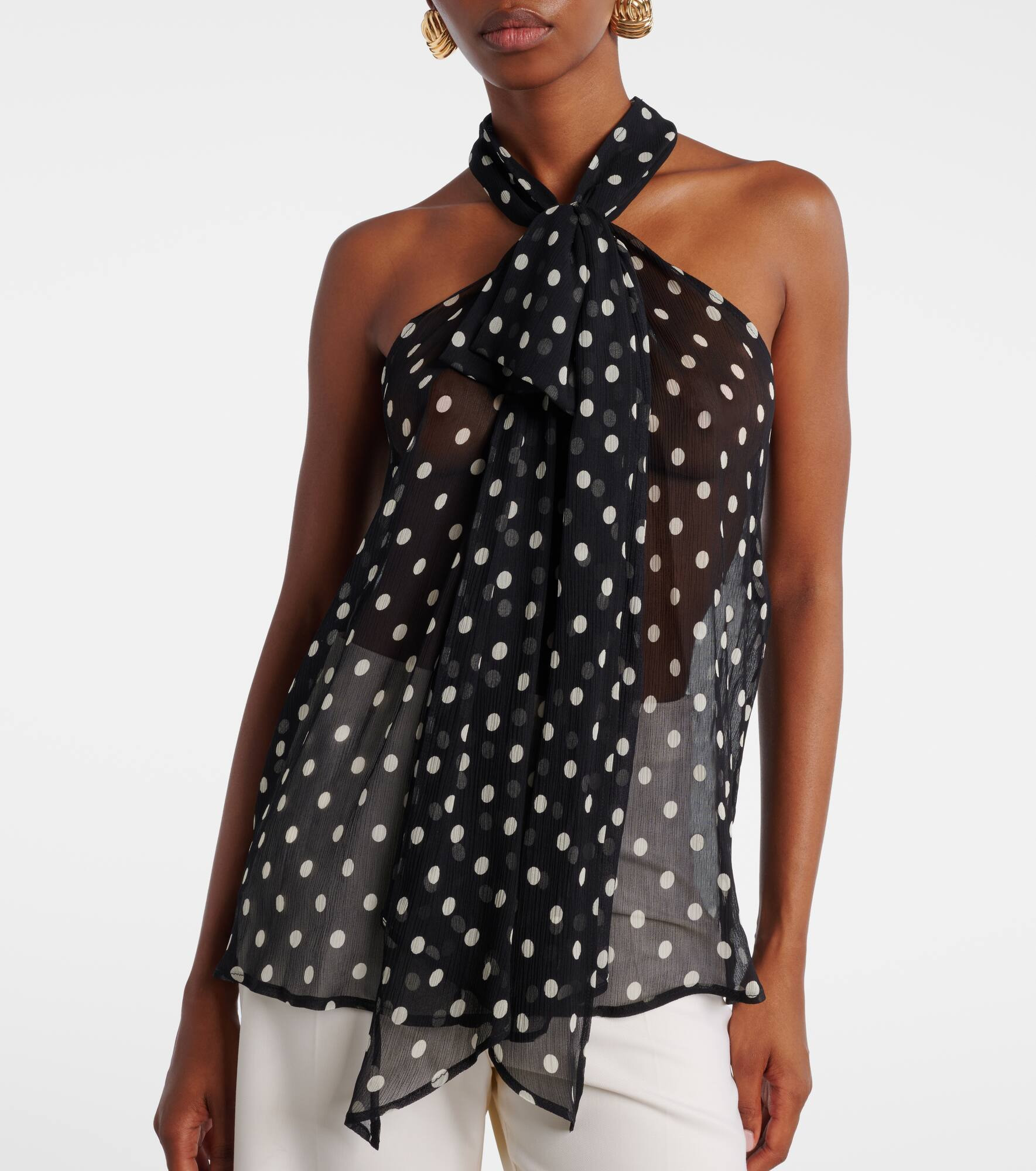 Polka-dot sheer silk tank top - 6
