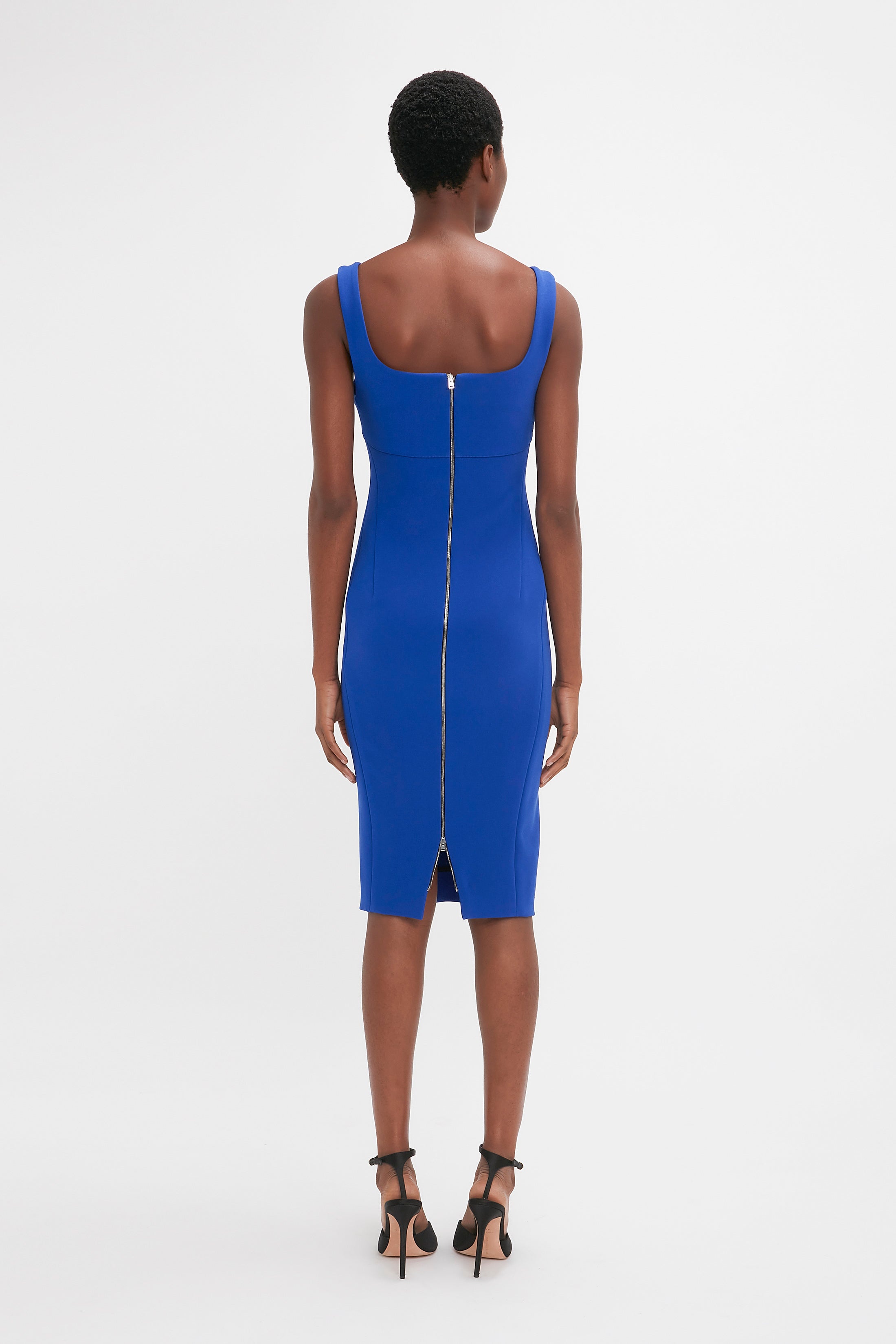 Sleeveless Fitted T-Shirt Dress In Palace Blue - 4