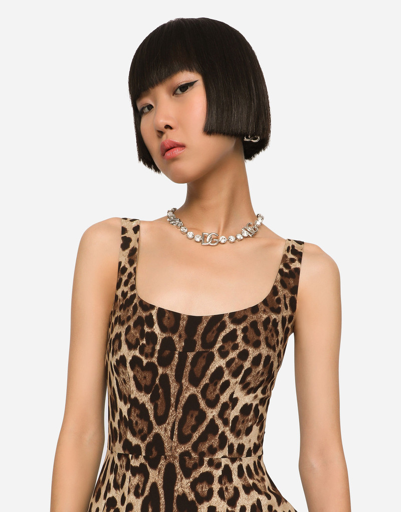 Short leopard-print charmeuse dress 4