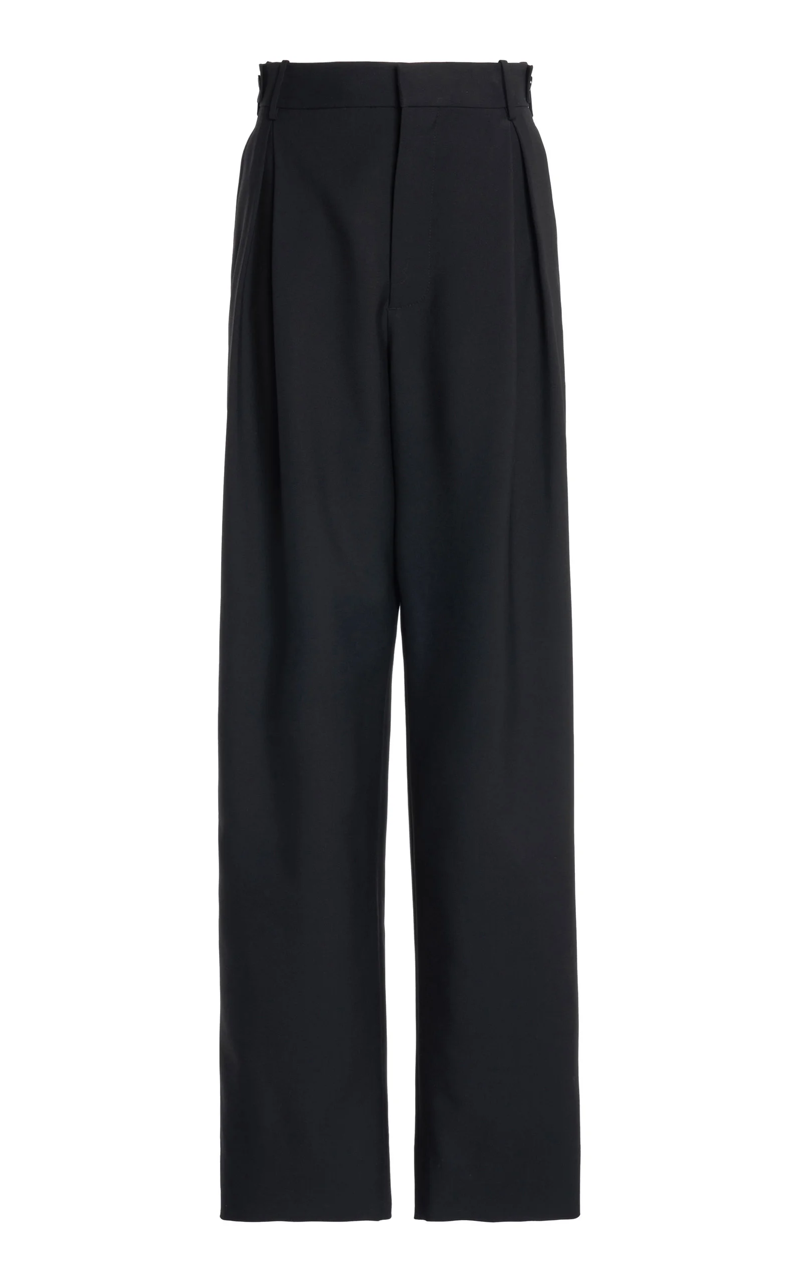 Pleated Cotton Wide-Leg Pants black - 1