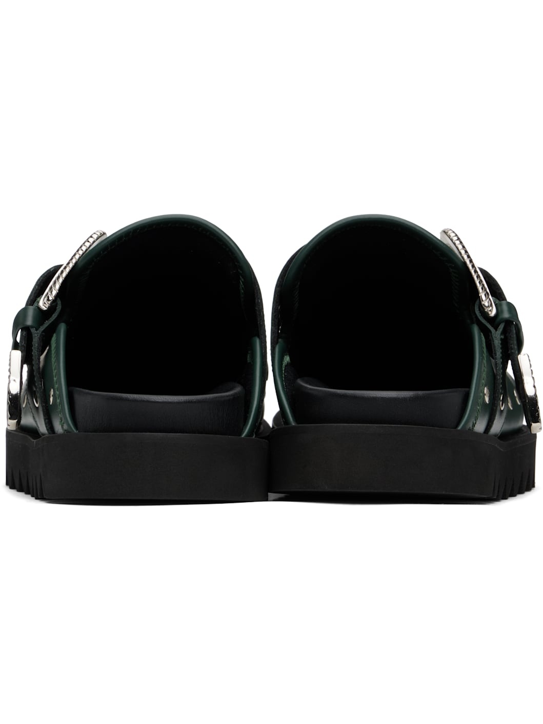 SSENSE Exclusive Green Eyelet Metal Sabot Slip-on Loafers - 2