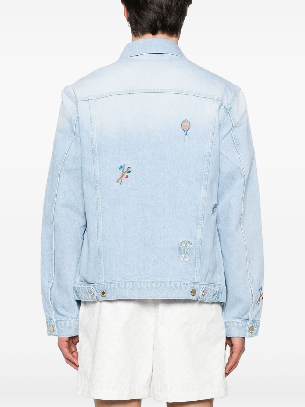 embroidered denim jacket - 4